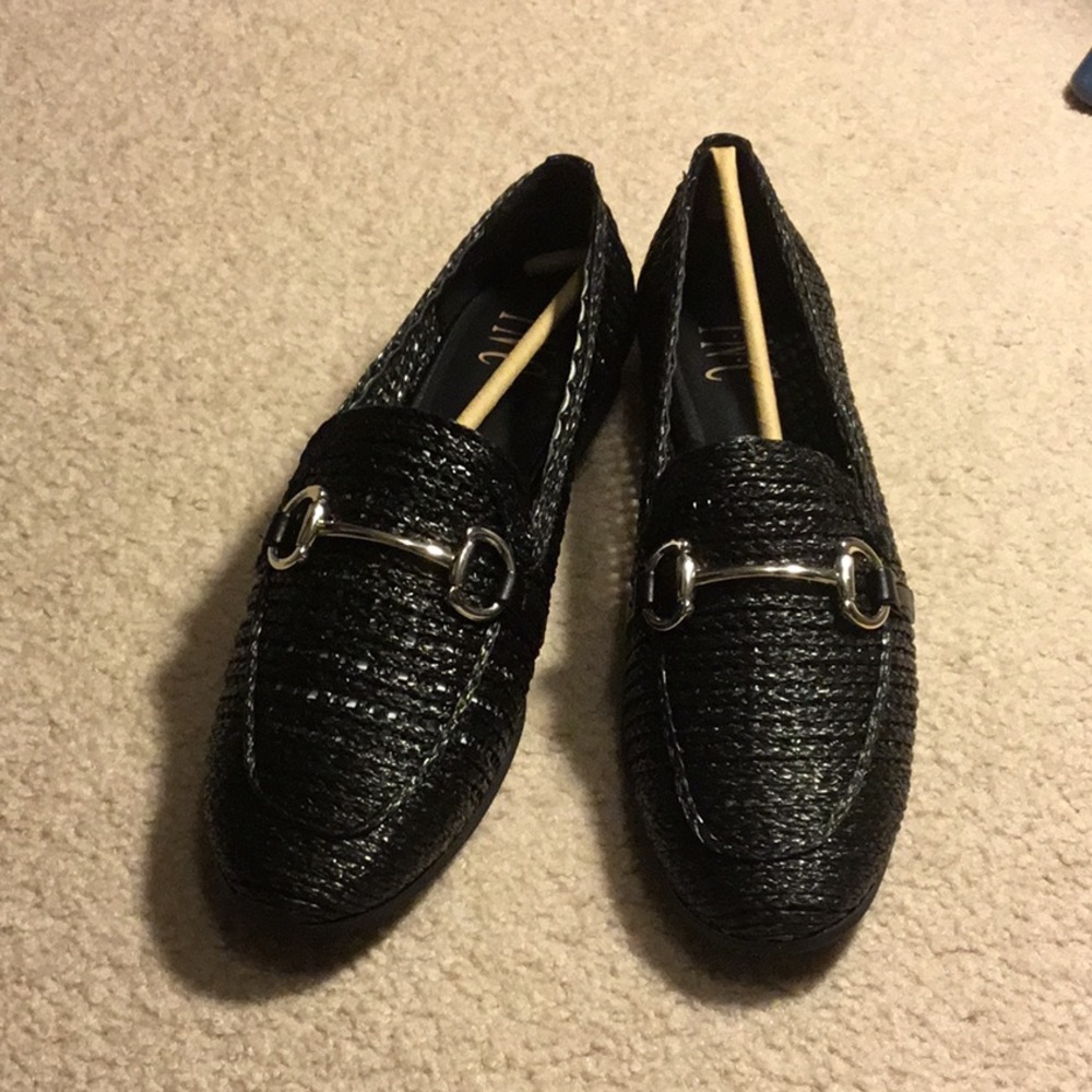 NIB Woven Black Horsebit Loafers